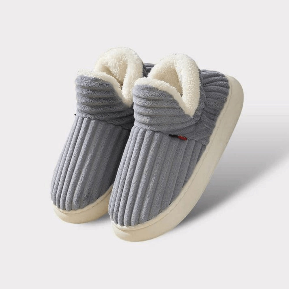 Grey WarmStep winter slippers, side view