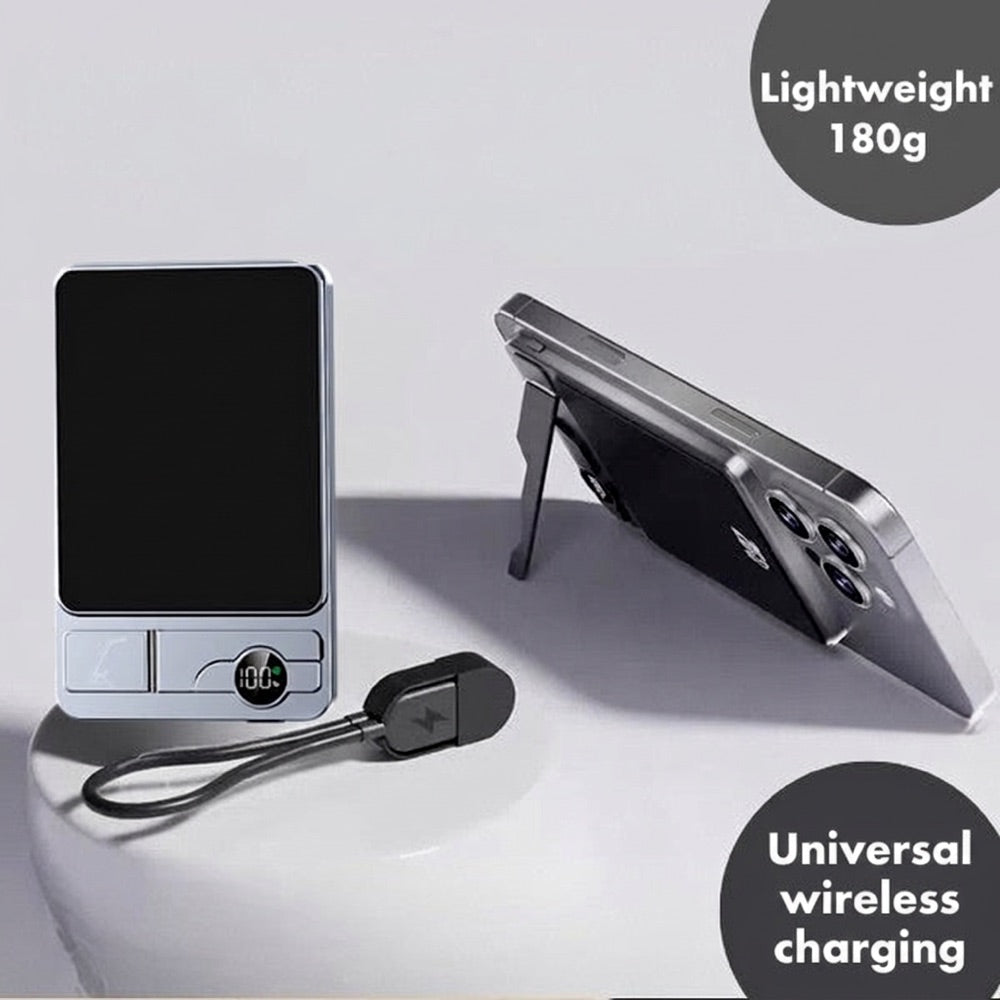 StandUp Power Bank used as a stand while charging a phone