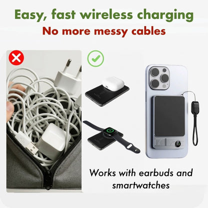 Wireless charging with the StandUp Power Bank instead of messy cables