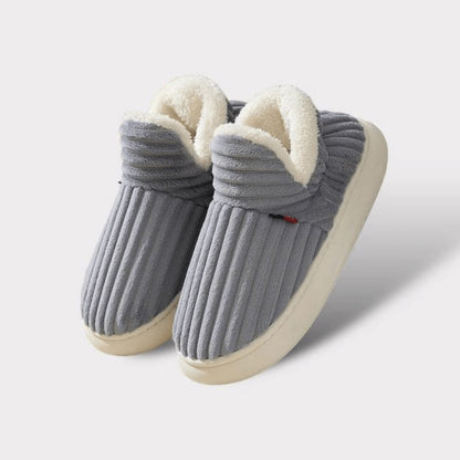 Grey WarmStep winter slippers, side view