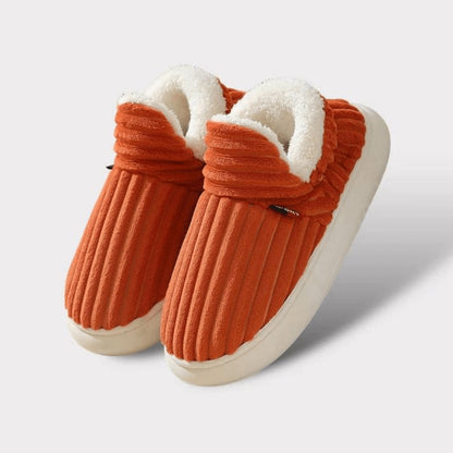 Orange WarmStep winter slippers, side view